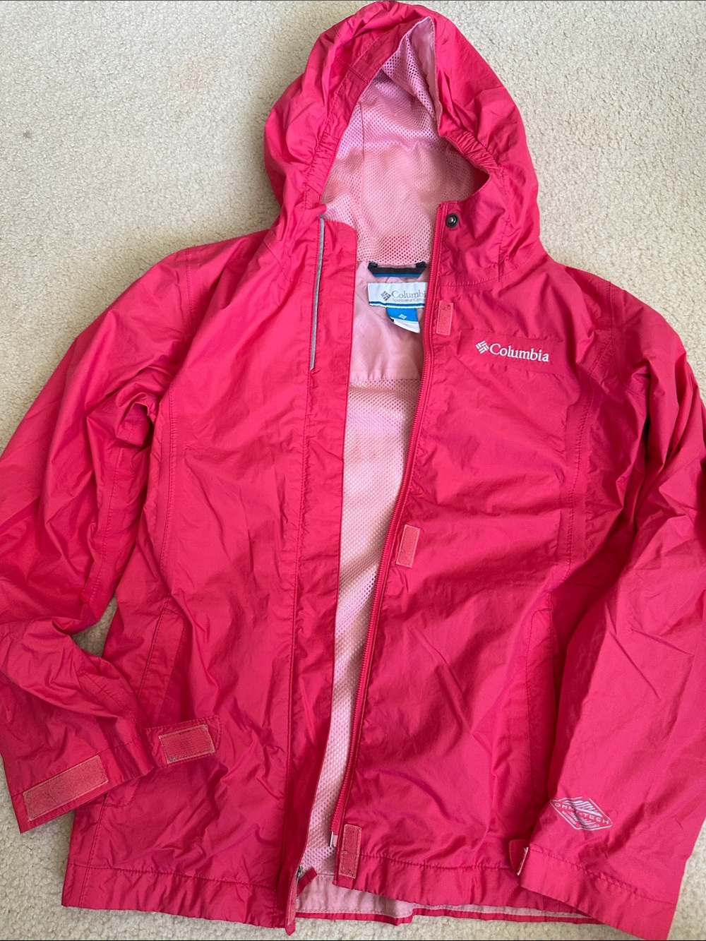 Columbia Kids Bright Pink Hooded Rain Jacket